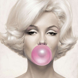 Michael Moebius Marilyn artwork — a pop‑art portrait of Marilyn Monroe blowing bubblegum, rendered in Moebius’s signature glossy style.