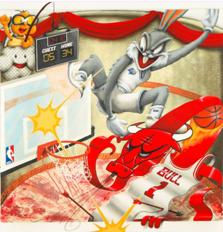 Sebastian Chaumeton Cretan Bull artwork depicting a stylised, contemporary reinterpretation of the mythological bull in Chaumeton’s signature mixed‑media aesthetic.