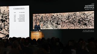 Jackson Pollack’s work being sold at a Christie’s auction, as global art market trends 2026 reports show a steady incline.