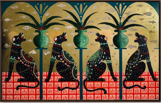 In his beautiful painting of animals titled, Chiostro San Domenico, Alessandro Florio depicts stylis