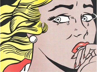 One of the classic Pop art artworks of Roy Lichtenstein, Crying Girl (1963), depicts a comic book-style woman crying.
