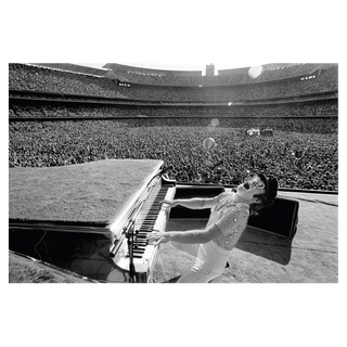 Elton John, Dodgers Stadium (B&W) by Terry O'Neill, 1975 – Photography artwork