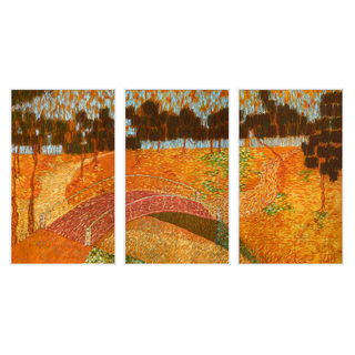 The Old Bridge in the Autumn Forest by Touils, 2023 – Painting artwork