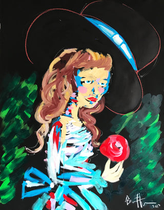 Bradley Theodore, Roses and Hat, 2017 contemporary Works on Paper by the Caribbean Artist.
