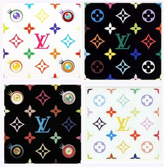 Takashi Murakami, Eye Love Superflat (Pink & Blue), Superflat Monogram (Lemon & Green), 2023 contemporary Print by the Japanese Artist.