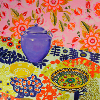 Michael Slusakowicz, Composition with Lilac Jar, 2021 contemporary Painting by the Polish Artist.