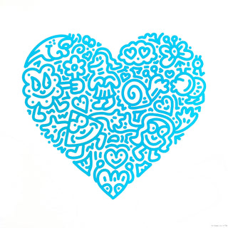 Mr. Doodle, Pop Heart (Aqua), 2021 contemporary Print by the British Artist.
