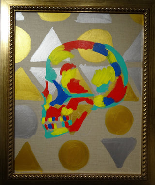 Bradley Theodore, Skull on Shapes 1, 2016 contemporary Painting by the Caribbean Artist.