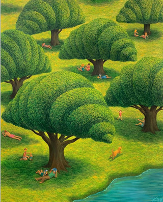 Mulgil Kim, Croissant Trees, 2021 contemporary Painting by the South Korean Artist.