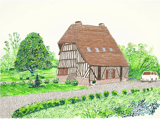 David Hockney, In Front of House Looking West, 2019 contemporary Print by the British Artist.