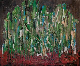 Simafra, Salice nel Rosso (Willow in Red), 2016/2017 contemporary Painting by the Italian Artist.