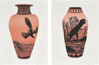 Jonas Wood, Archaeopteryx Lithgraphica; and Dilophosaurus Wetherilli, 2015 contemporary Print by the American Artist.