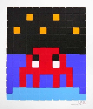 Invader, Space One (red), 2013 contemporary Print by the French Artist.