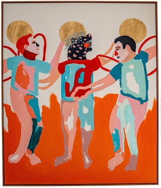 Alessandro Florio, Crocifissione di Gesù e i due ladroni, 2024 contemporary Painting by the Italian Artist.