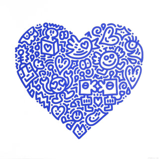 Mr. Doodle, Pop Heart (Blue), 2021 contemporary Print by the British Artist.