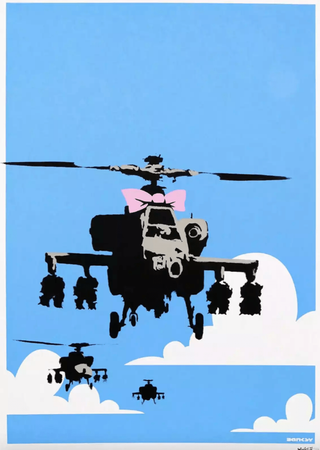 Banksy, Happy Choppers, 2003 contemporary Print by the British Artist.