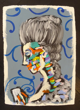 Bradley Theodore, The Card Game Player 3, 2016 contemporary Works on Paper by the Caribbean Artist.