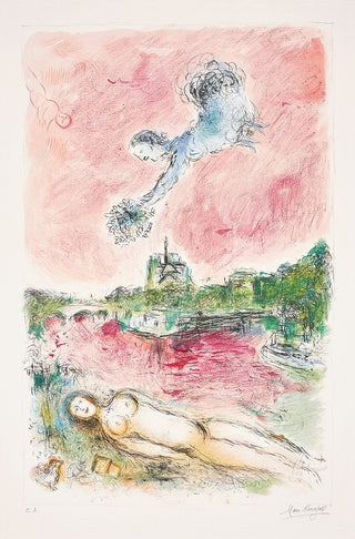 Marc Chagall, Vue de Notre-Dame, 2024 contemporary Print by the Russian Artist.
