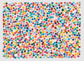 Damien Hirst, The Currency 403 "Green here, yellow there", 2021 contemporary Works on Paper by the British Artist.