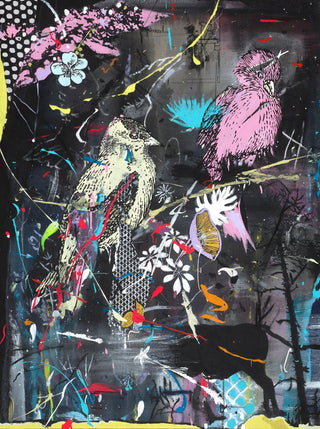 Dan Baldwin, Bird on a Wire (after Leonard Cohen), 2017 contemporary Painting by the British Artist.