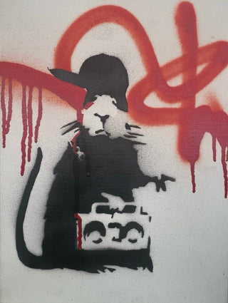 Banksy, Gangsta Rat (Signed), 2004 contemporary Painting by the British Artist.