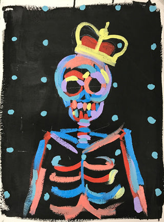 Bradley Theodore, King Skull with Blue Dots, 2016 contemporary Print by the Caribbean Artist.