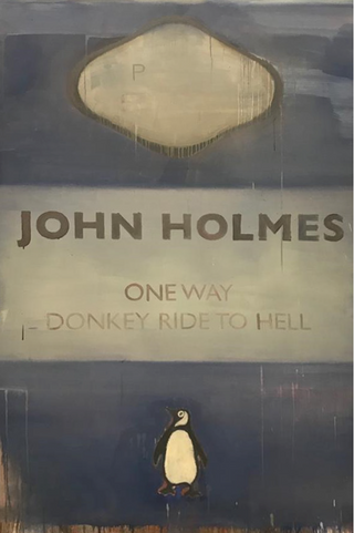 Harland Miller, One Way Donkey Ride to Hell, 2004 contemporary Painting by the British Artist.
