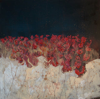 Simafra, Papaveri di notte (Poppies at Night), 2016/2017 contemporary Painting by the Italian Artist.