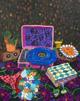 Cooper, Still Life with Teal Roses, 2025 contemporary Painting by the American Artist.
