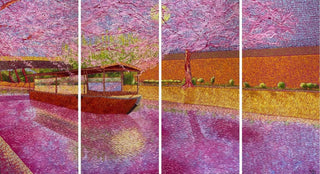 Touils, Cherry Rain on the Fushimi River, 2024 contemporary Works on Paper by the Moroccan Artist.