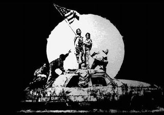 Banksy, Silver Flag (Unsigned), 2008 contemporary Print by the British Artist.