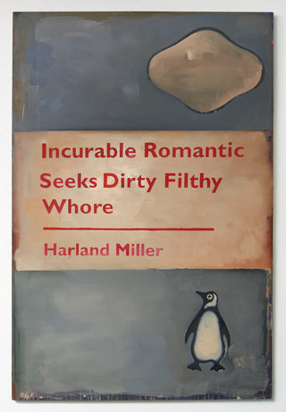 Harland Miller, Incurable Romantic Seeks Dirty Filthy Whore, 2010 contemporary Painting by the British Artist.