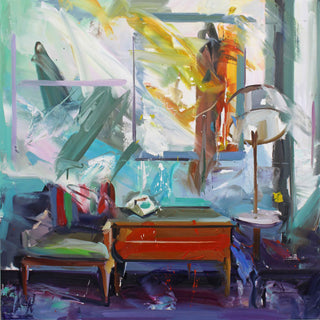 Paul Wright, Waiting Room, 2017 contemporary Painting by the British Artist.
