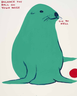 David Shrigley, Balance The Ball On Your Nose, 2021 contemporary Print by the British Artist.