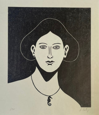 Nicolas party, Portrait with a Seahorse Necklace, 2021 contemporary Print by the Swiss Artist.