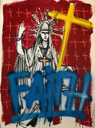 Bradley Theodore, Faith, 2016 contemporary Works on Paper by the Caribbean Artist.