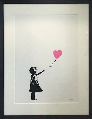 Girl with Balloon (Dark Pink) (Signed)