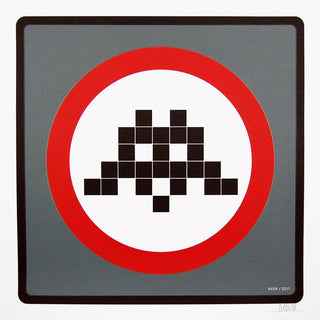 Invader, Warning Invader, 2011 contemporary Print by the French Artist.
