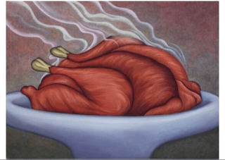 Julie Curtiss, The Offering, 2016 contemporary Painting by the French Artist.