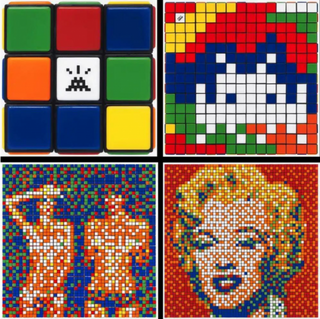 Invader, Rubikcubism (set of 4), 2023 contemporary Print by the French Artist.