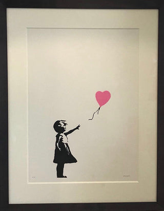 Banksy, Girl with Balloon (Dark Pink) (Signed), 2004 contemporary Print by the British Artist.