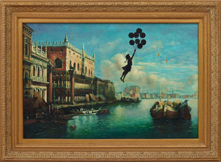 Mr Brainwash, Flying To The Moon, 2018 contemporary Painting by the French Artist.