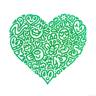 Mr. Doodle, Pop Heart (Green), 2021 contemporary Print by the British Artist.