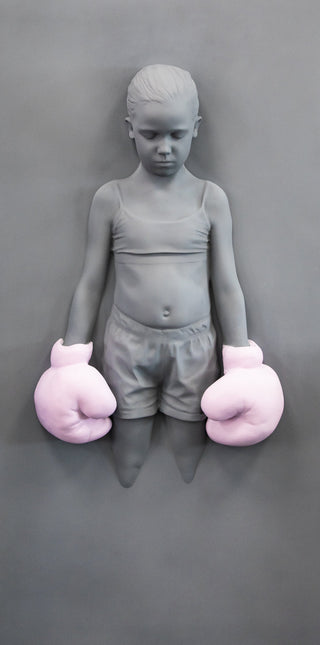 Schoony, Panel Bruiser (Pink Gloves), 2005 contemporary Sculpture by the British Artist.