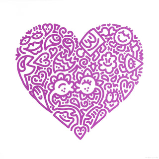 Mr. Doodle, Pop Heart (Purple), 2021 contemporary Print by the British Artist.