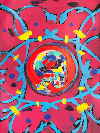 Bradley Theodore, Skull Profile Red, 2016 contemporary Works on Paper by the Caribbean Artist.