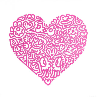 Mr. Doodle, Pop Heart (Pink), 2021 contemporary Print by the British Artist.