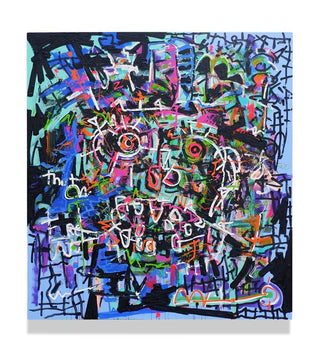 Fika Leon, Blue Face #1, 2023 contemporary Painting by the Indonesian Artist.