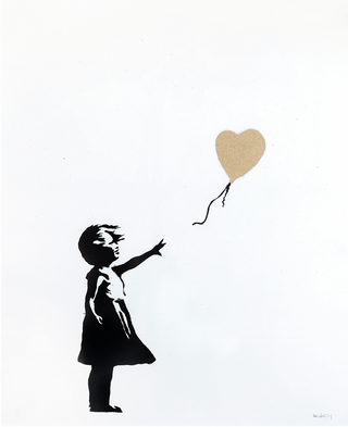 Banksy, Girl With Balloon - Gold (Signed), 2017 contemporary Print by the British Artist.