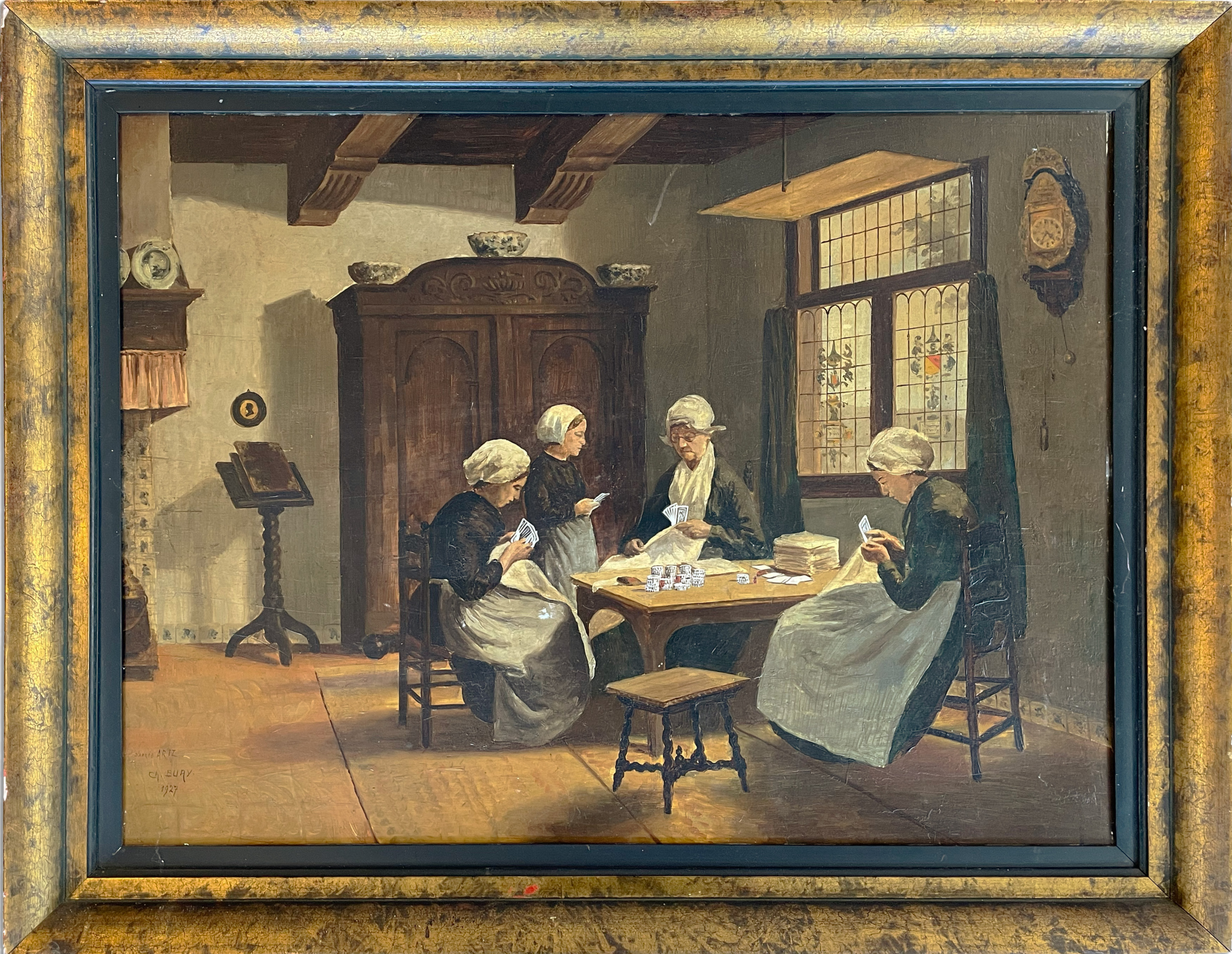 The Connor Brothers, subvert the themes of Contemporary Renaissance art in Poker Night (2025), by painting female subjects playing poker